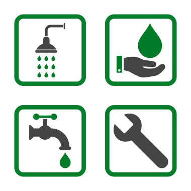 Sıhhi tesisat düz kare vektör simgesi