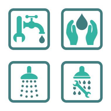 Sıhhi tesisat düz kare vektör simgesi