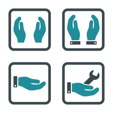 Bakım el düz kare vektör simgesi