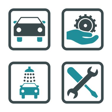 Araba Servisi düz vektör simgesi kare