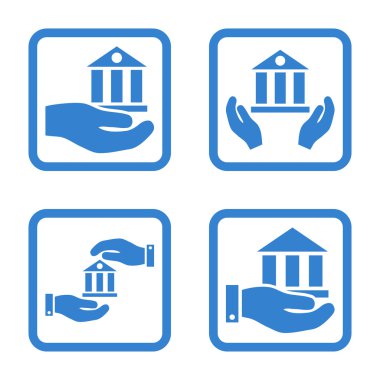 Vektör simge banka hizmet düz kare