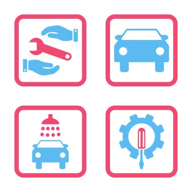 Araba Servisi düz vektör simgesi kare