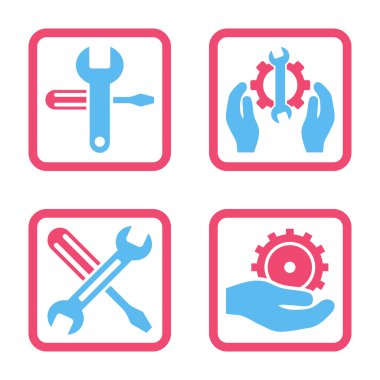 Düz kare vektör simgesi hizmet araçları