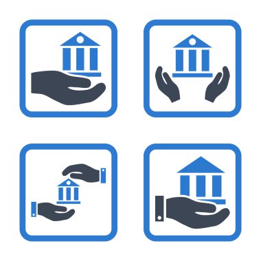 Vektör simge banka hizmet düz kare