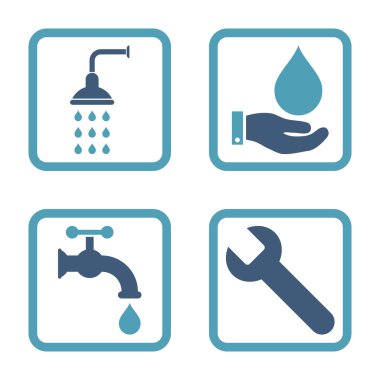 Sıhhi tesisat düz kare vektör simgesi