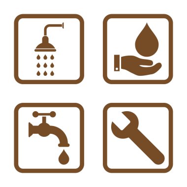 Sıhhi tesisat düz kare vektör simgesi