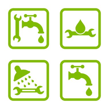 Sıhhi tesisat düz kare vektör simgesi