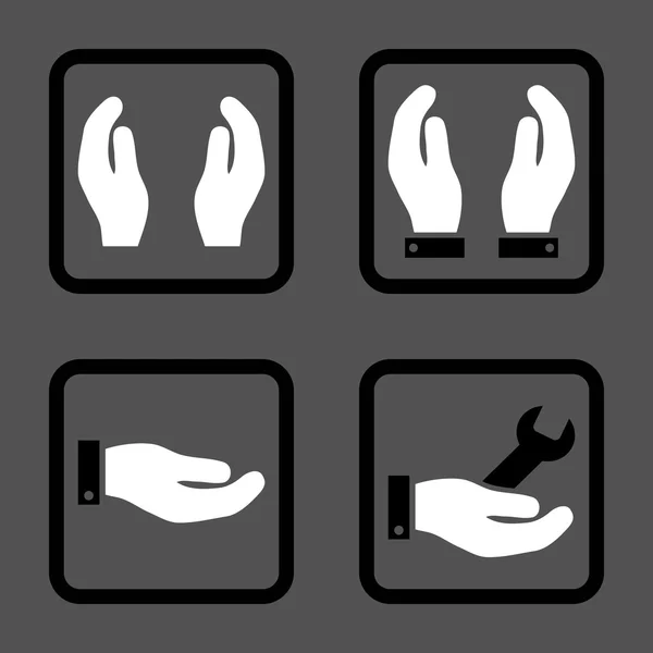 Icône vectorielle carrée plate de mains de soins — Image vectorielle