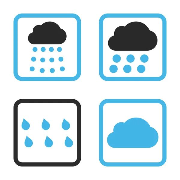 Nuvens de chuva plana vetor quadrado ícone —  Vetores de Stock