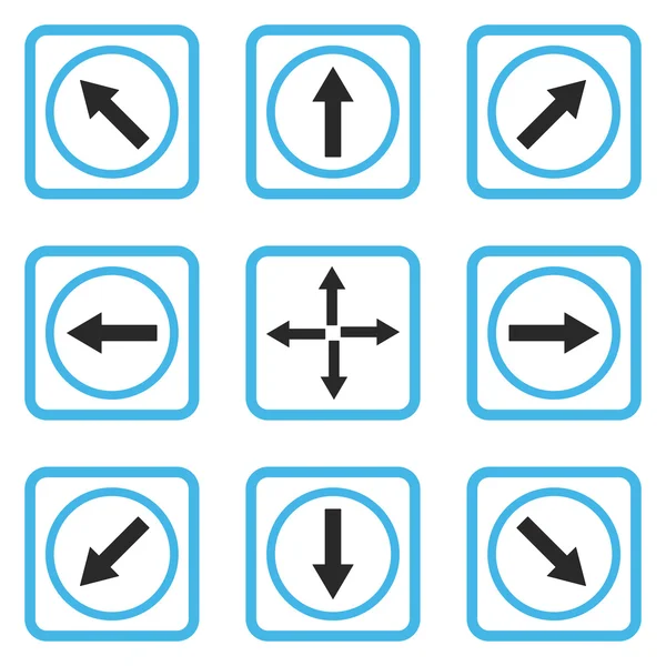 Richting pijlen vlakke gekwadrateerde Vector Icon — Stockvector