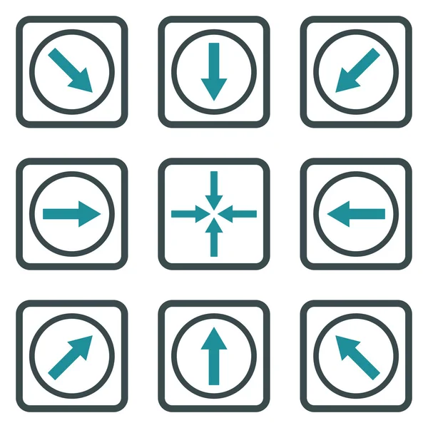 Direction Arrows Flat Squared Vector Icon — Stock Vector