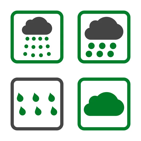 Rain Clouds Flat Squared Vector Icon — Stock Vector