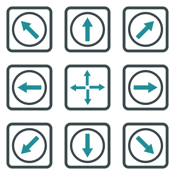 Direction Arrows Flat Squared Vector Icon — Stock Vector