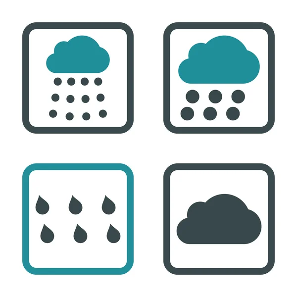 Regen Wolken flach quadratisch Vektorsymbol — Stockvektor