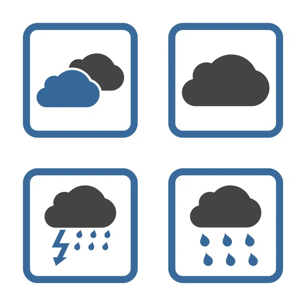 Regen Wolken flach quadratisch Vektorsymbol — Stockvektor