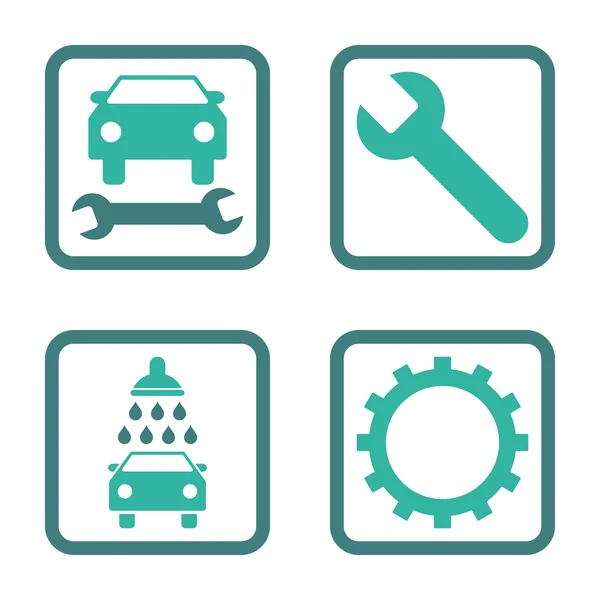 Car Service Flat Squared Vector Icon — Stock Vector