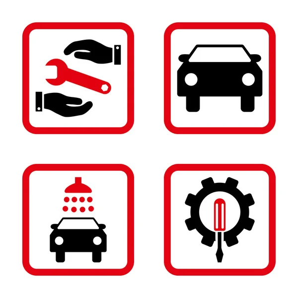 Car Service Flat Squared Vector Icon — Stock Vector