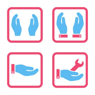 Bakım el düz kare vektör simgesi