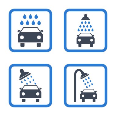 Araba duş düz kare vektör simgesi
