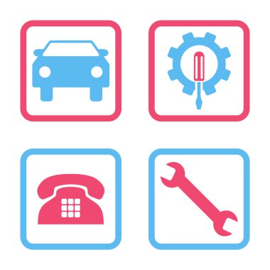 Araba Servisi düz vektör simgesi kare