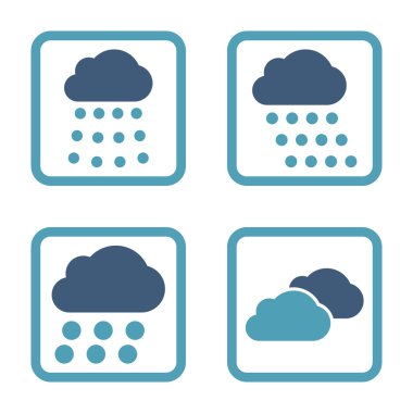 Yağmur bulutları düz kare vektör simgesi