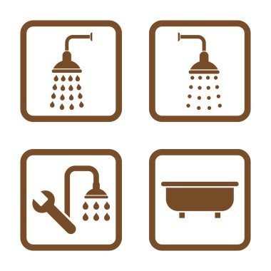 Duş banyo düz kare vektör simgesi