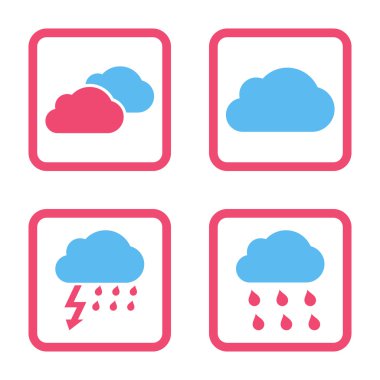 Yağmur bulutları düz kare vektör simgesi