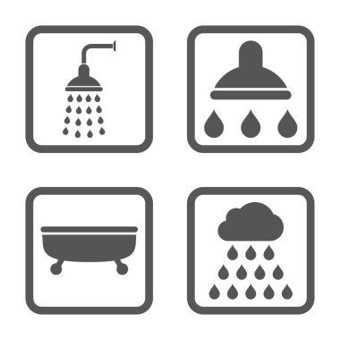 Duş banyo düz kare vektör simgesi