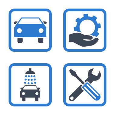 Araba Servisi düz vektör simgesi kare