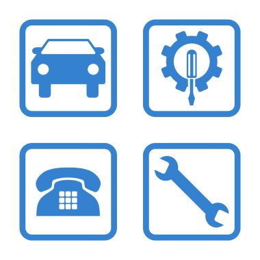 Araba Servisi düz vektör simgesi kare