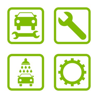 Araba Servisi düz vektör simgesi kare