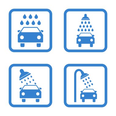 Araba duş düz kare vektör simgesi