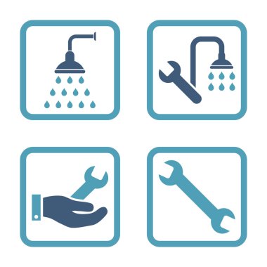 Sıhhi tesisat düz kare vektör simgesi