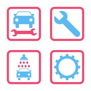 Araba Servisi düz vektör simgesi kare