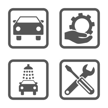Araba Servisi düz vektör simgesi kare