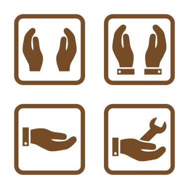 Bakım el düz kare vektör simgesi