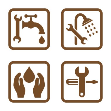 Sıhhi tesisat düz kare vektör simgesi