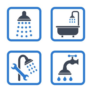 Duş düz kare vektör simgesi