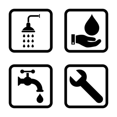 Sıhhi tesisat düz kare vektör simgesi