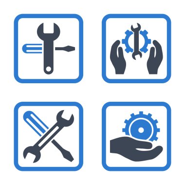 Düz kare vektör simgesi hizmet araçları