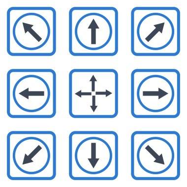 Yön okları düz kare vektör simgesi