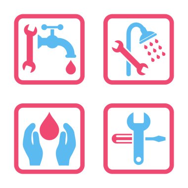 Sıhhi tesisat düz kare vektör simgesi