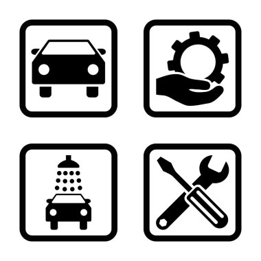 Araba Servisi düz vektör simgesi kare
