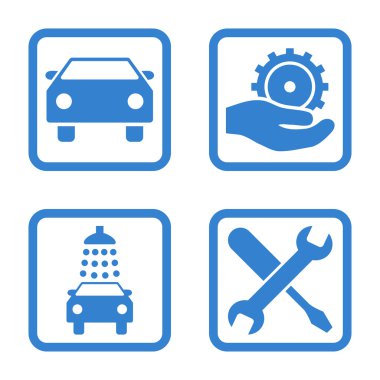 Araba Servisi düz vektör simgesi kare