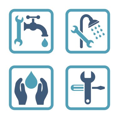 Sıhhi tesisat düz kare vektör simgesi