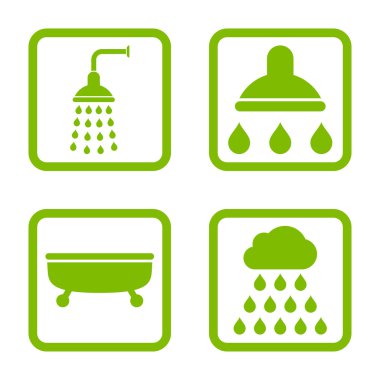 Duş banyo düz kare vektör simgesi