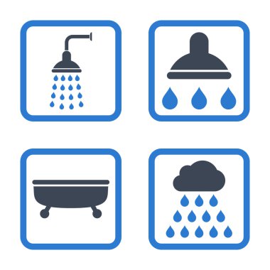 Duş banyo düz kare vektör simgesi