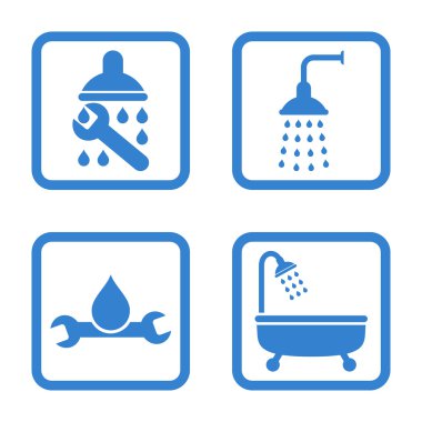 Sıhhi tesisat düz kare vektör simgesi