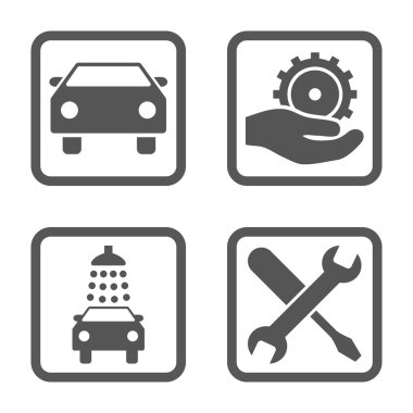 Araba Servisi düz vektör simgesi kare
