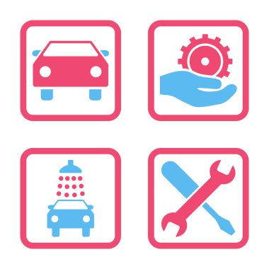 Araba Servisi düz vektör simgesi kare